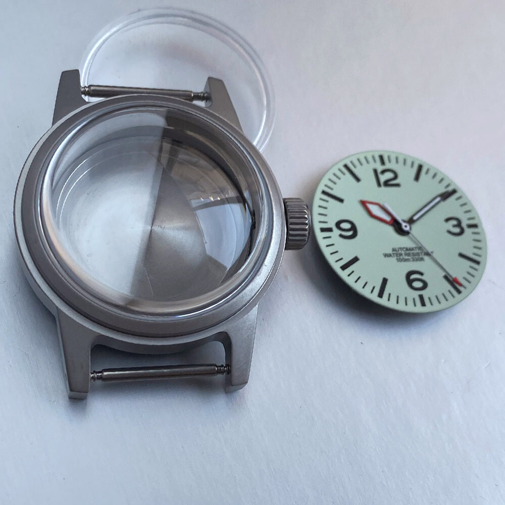 36mm Watch Case 200m Waterproof Domed AR Sapphire Glass Cream Dial for NH35 ETA