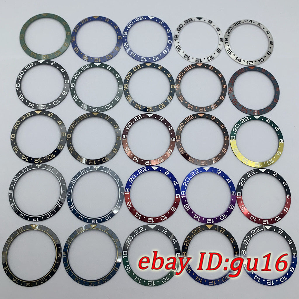 38mm black white blue green red GMT watch bezel insert for 40mm automatic watch
