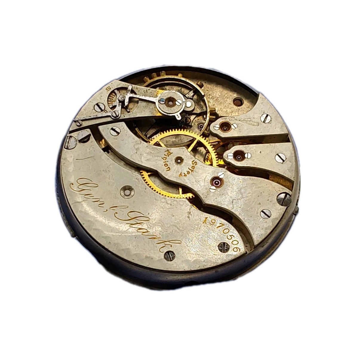 Hampden Gen Stark 12s Movement Sunk Enamel Dial Hands Pocket Watch Parts 680