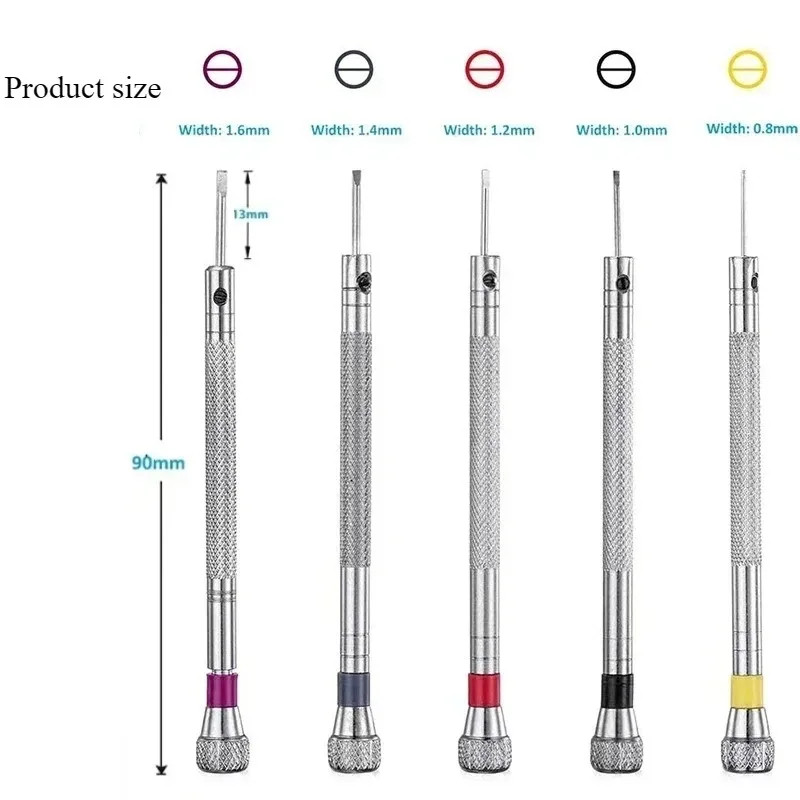 0.8-1.6mm Steel Screwdriver Watch Repairing Tool Portable Band Removal 5 Pcs
