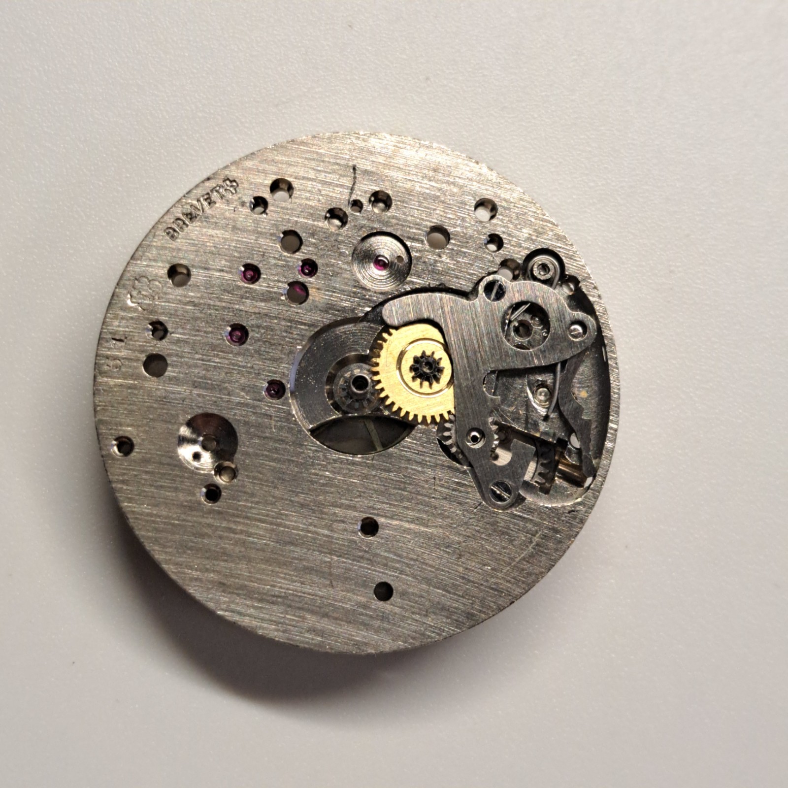 Landeron 51 Chronograph Watch Movement Part Incomplete, Gray, Stainless Steel