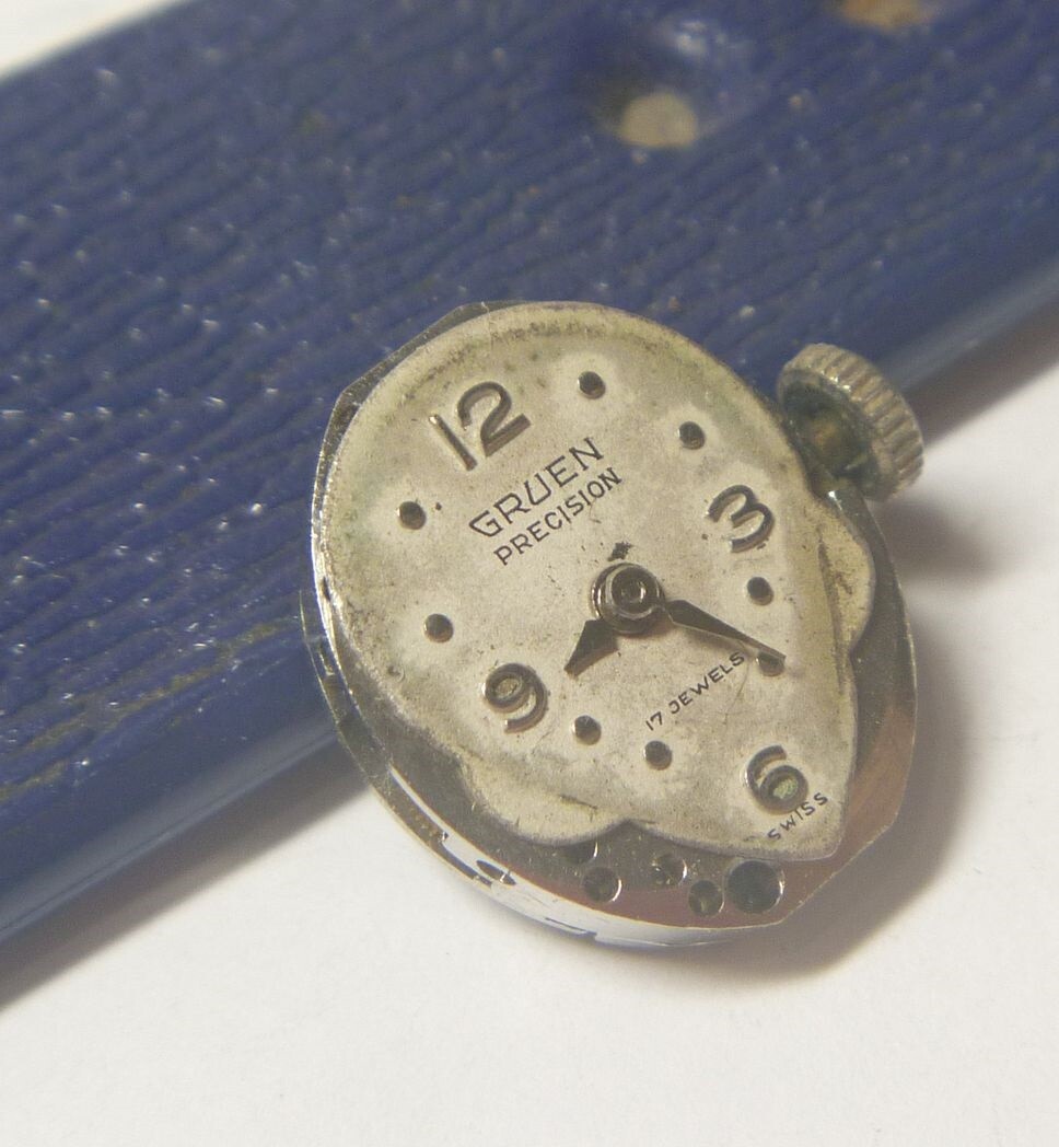 1950s Gruen Precision Lds Caliber 282 17 Jewels Swiss Movt Teardrop Dial Hands!
