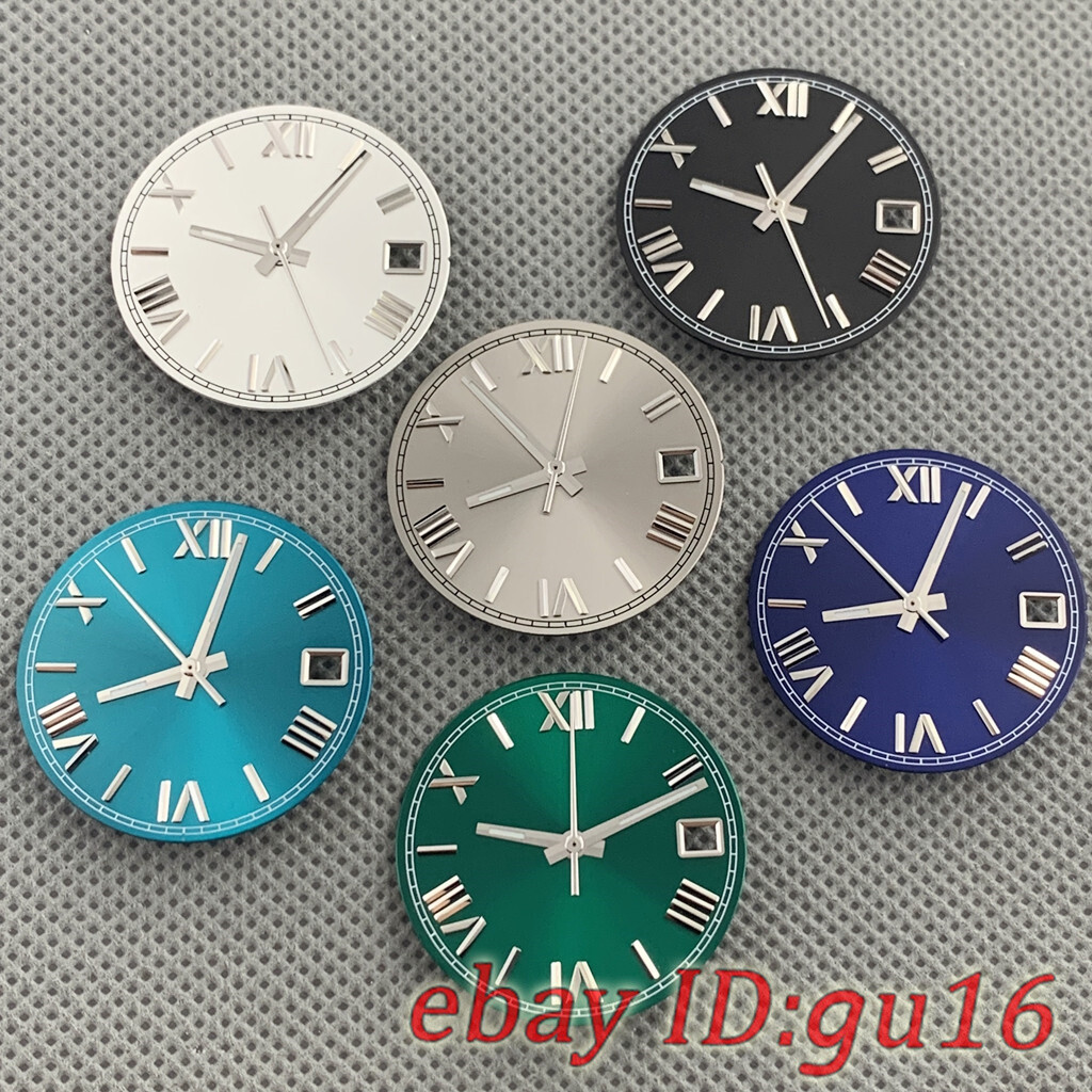 28.5mm sterile black blue green white watch Dial and hands fit NH35 movement