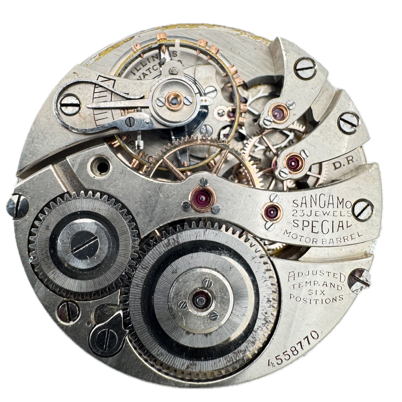 Antique 18s 1925 Illinois 23j Railroad Pocket Watch Movement Sangamo Special