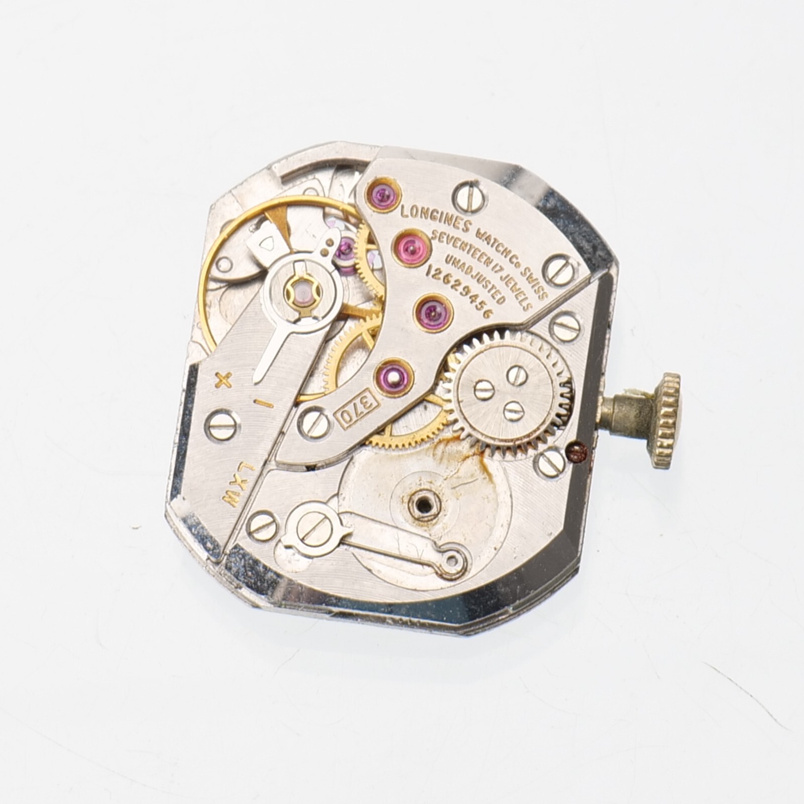 Vintage Longines Caliber 370 17-Jewel Wristwatch Movement Good Balance Parts