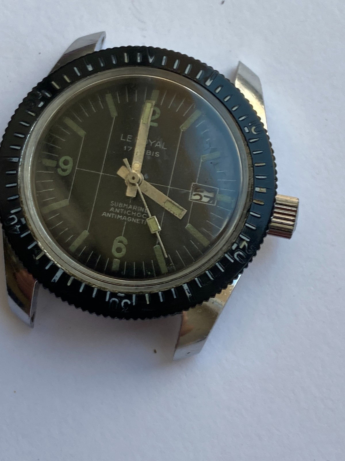 VINTAGE MEN WRIST WATCH SALE FOR PARTS LE ROYAL DIVER SUBMARINE 17 RUBIS