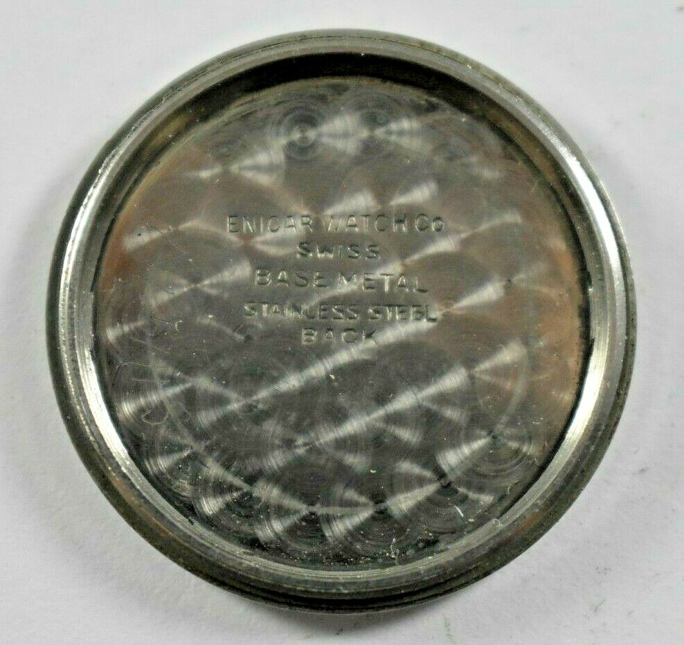 Vintage Swiss Made Enicar Wrist Watch Screw Back 29.48mm SS lot.z