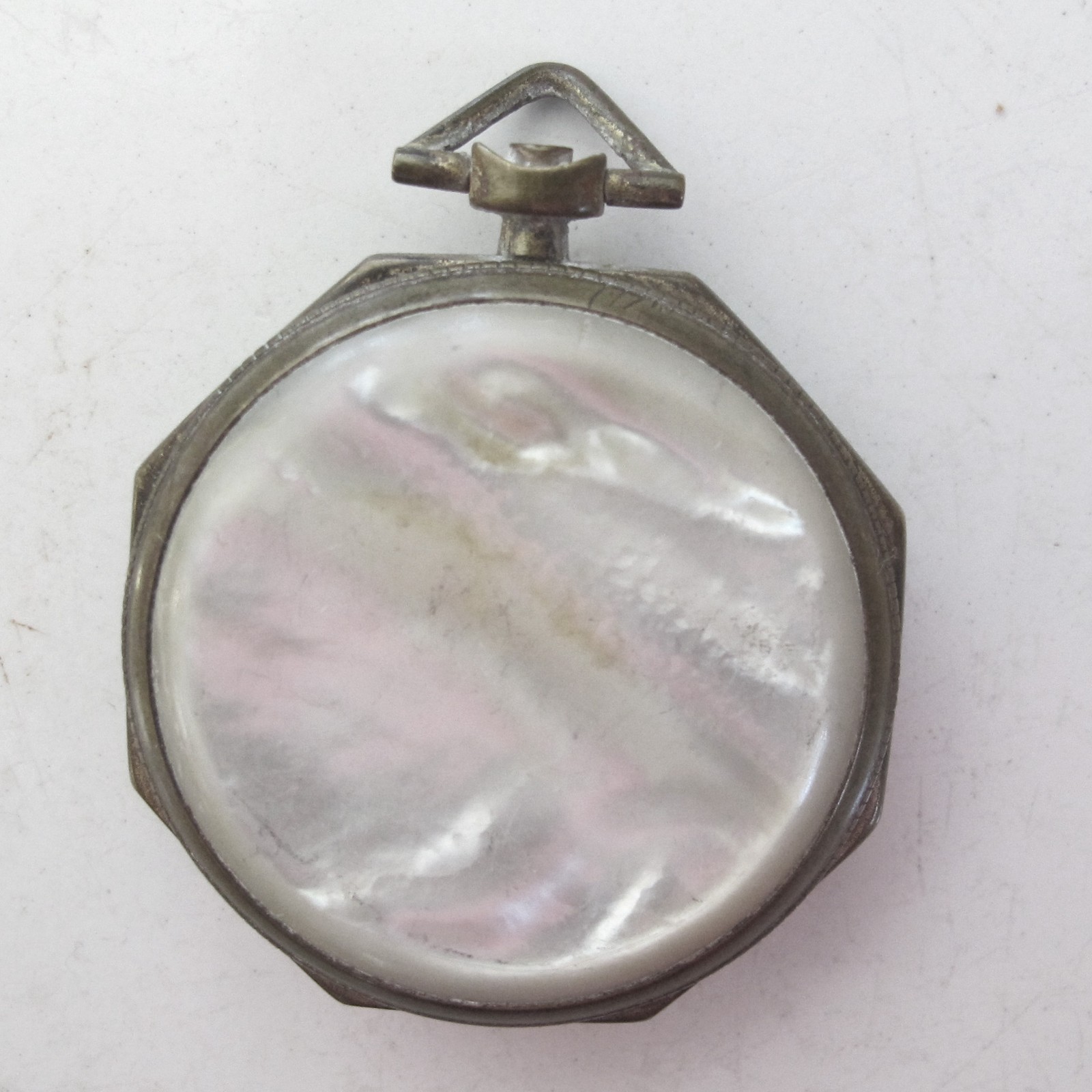 Antique OCTAGONAL Open Face Pocket Watch Case with MOTHER OF PEARL Back – 29 mm