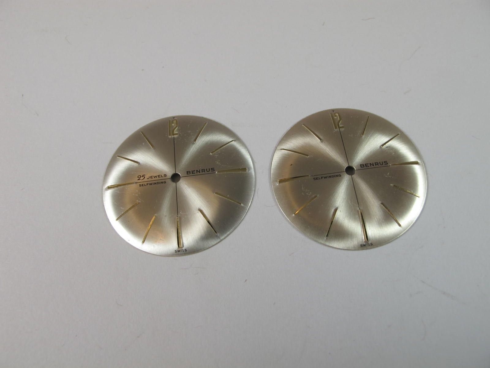 BENRUS MENS 25J SELF WINDING PAIR OF OLDER WATC DIALS FOR AUTOMATIC CALIBER