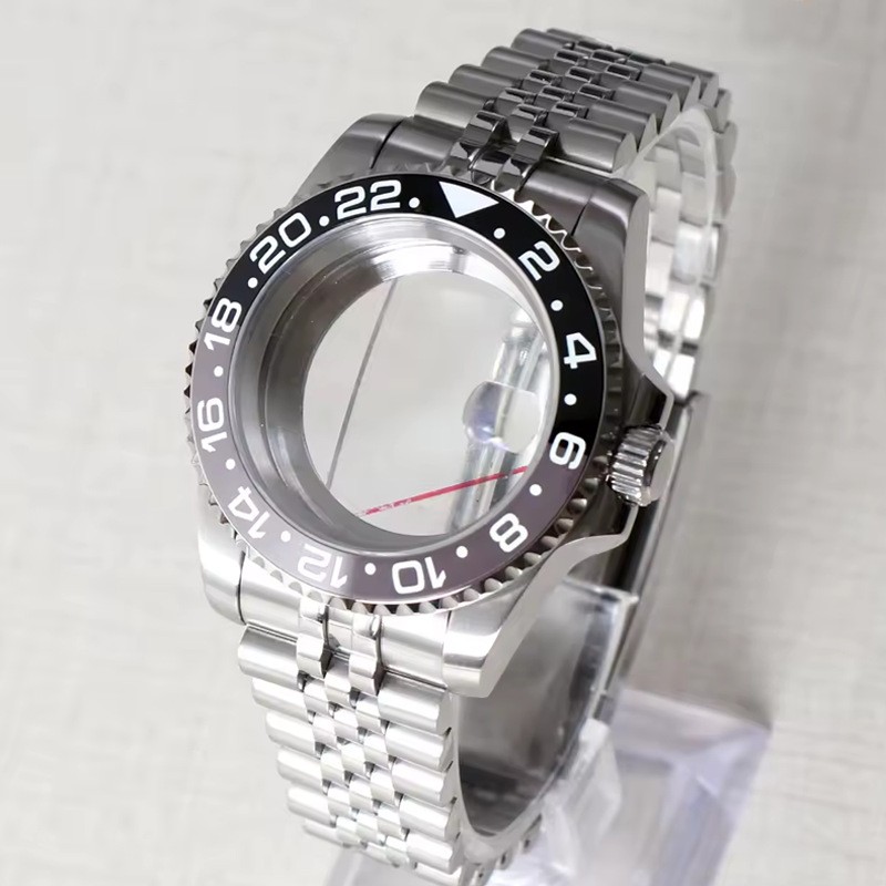 40mm Steel Watch Case Black 24 Hour Bezel Sapphire 20ATM Fits NH34 NH35 NH36 Mod
