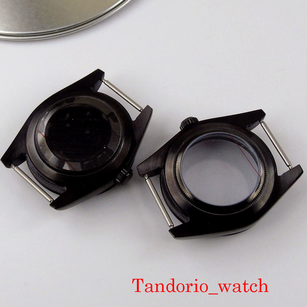 36mm Black PVD Plated Polished Watch Case Sapphire Glass For NH35 NH36 MIYOTA