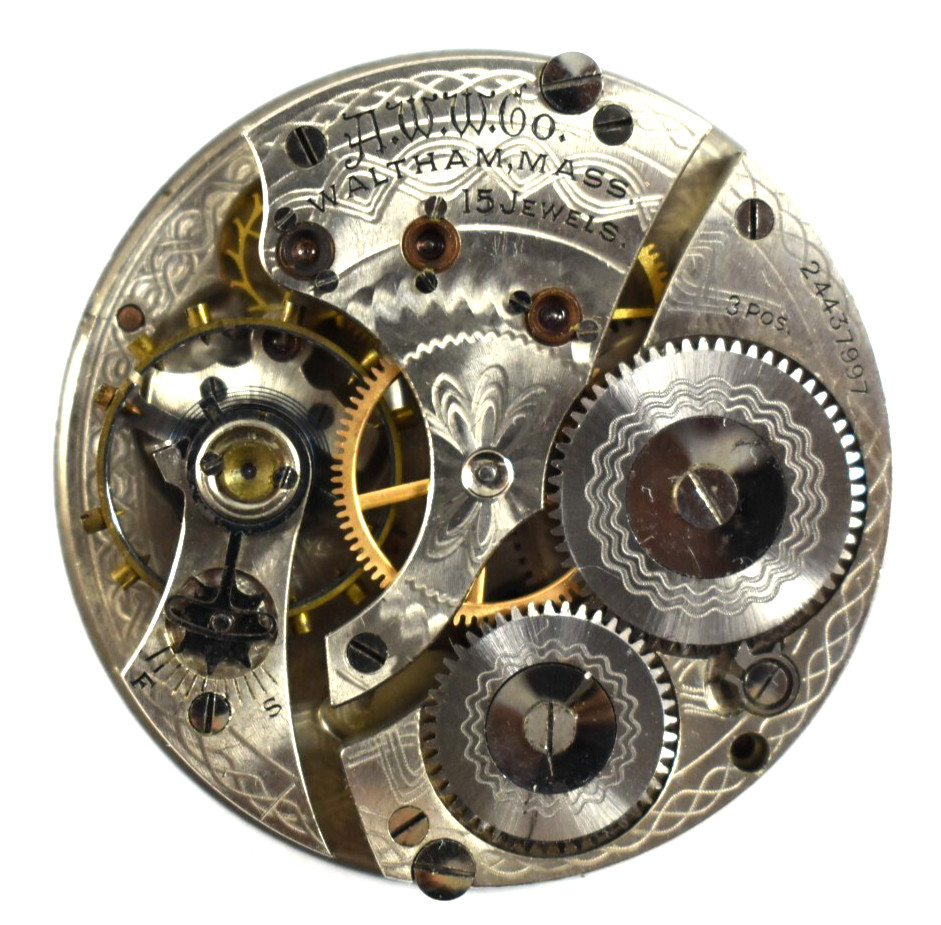 Vintage Waltham Grade 640 16s 17J OF Pocket Watch Movement lot.wf