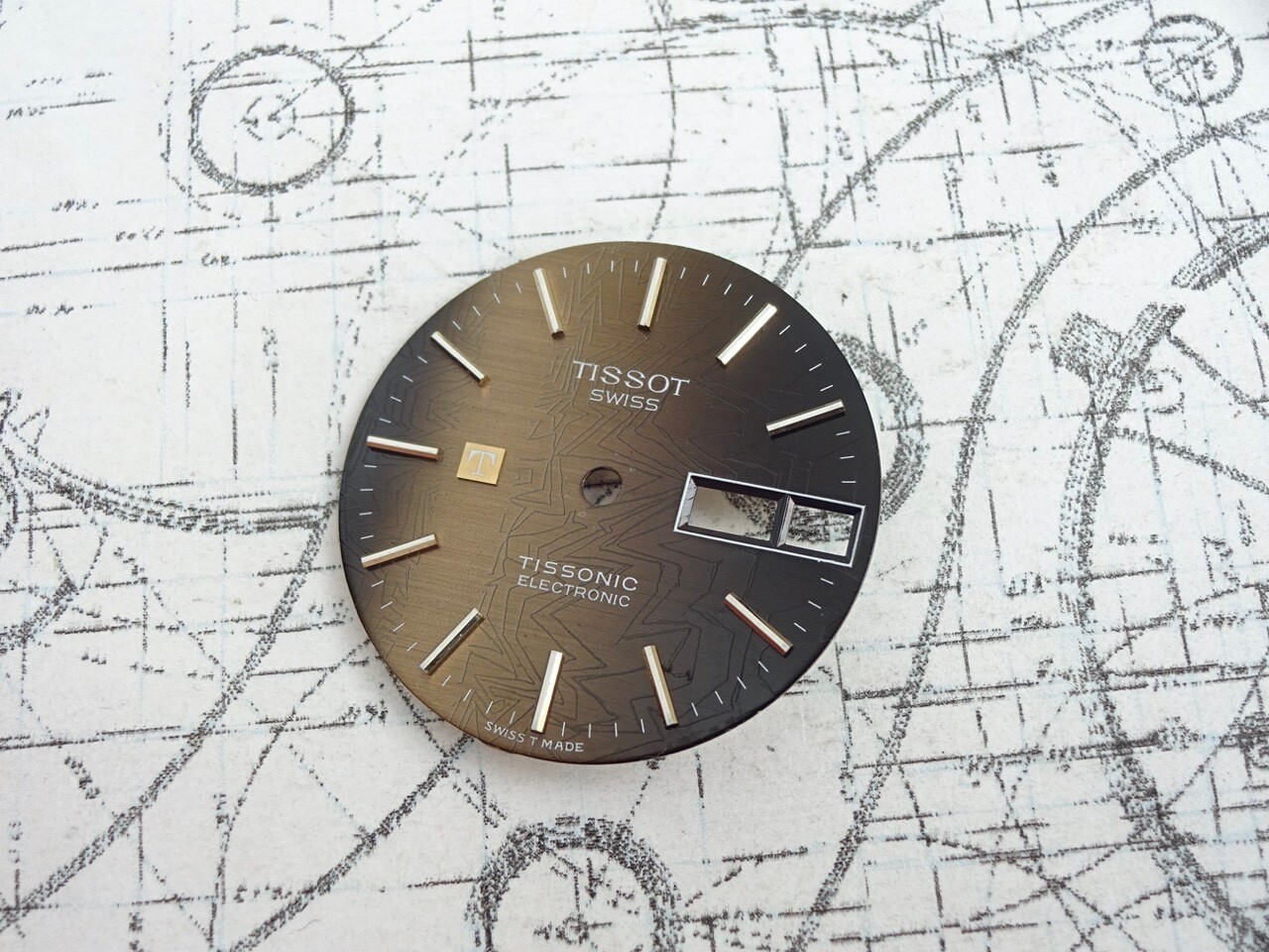 Tissot Tissonic cal. 2020 (ESA9164) Brown Tuning Fork Watch Dial (ref 800B)