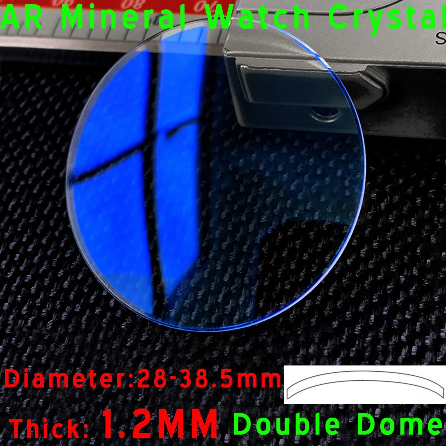28mm-38.5mm Double Dome 1.2mm AR Blue Coating Watch Crystal Mineral Watch Glass