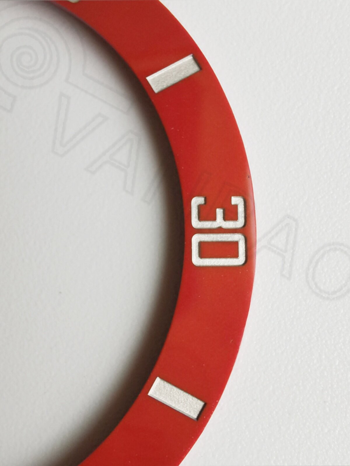 Platinum Filled Red Ceramic Bezel Insert For Submariner Mens Watch 38mmX30.7mm