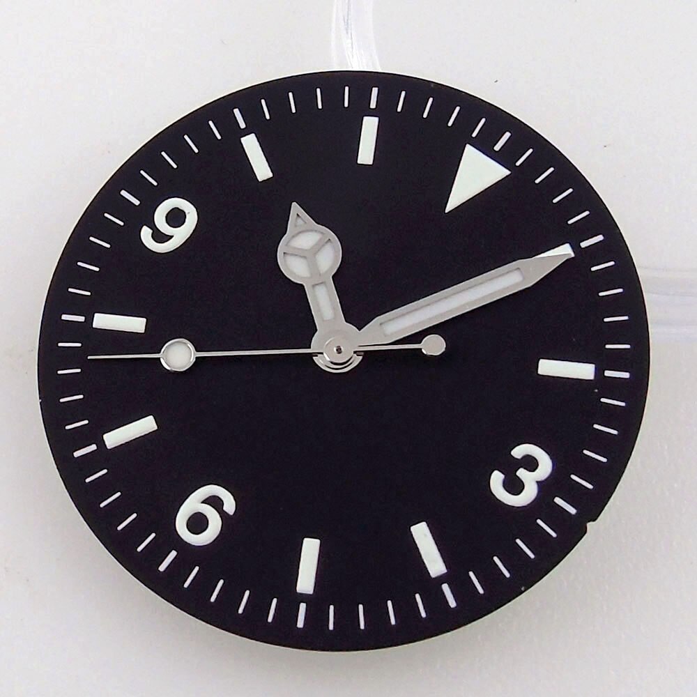 Nologo Black Vintage 29mm Yellow Marks Watch Dial fit NH35A NH36A ETA2824 PT5000