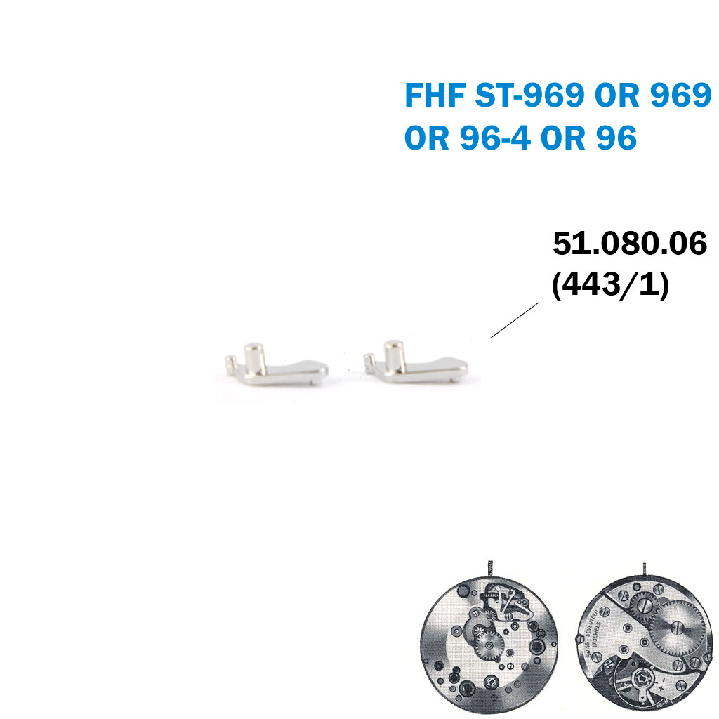 Setting lever, assemble- Swiss Made-Part No:443/1 -For FHF ST969/969/96-4(2PCS).