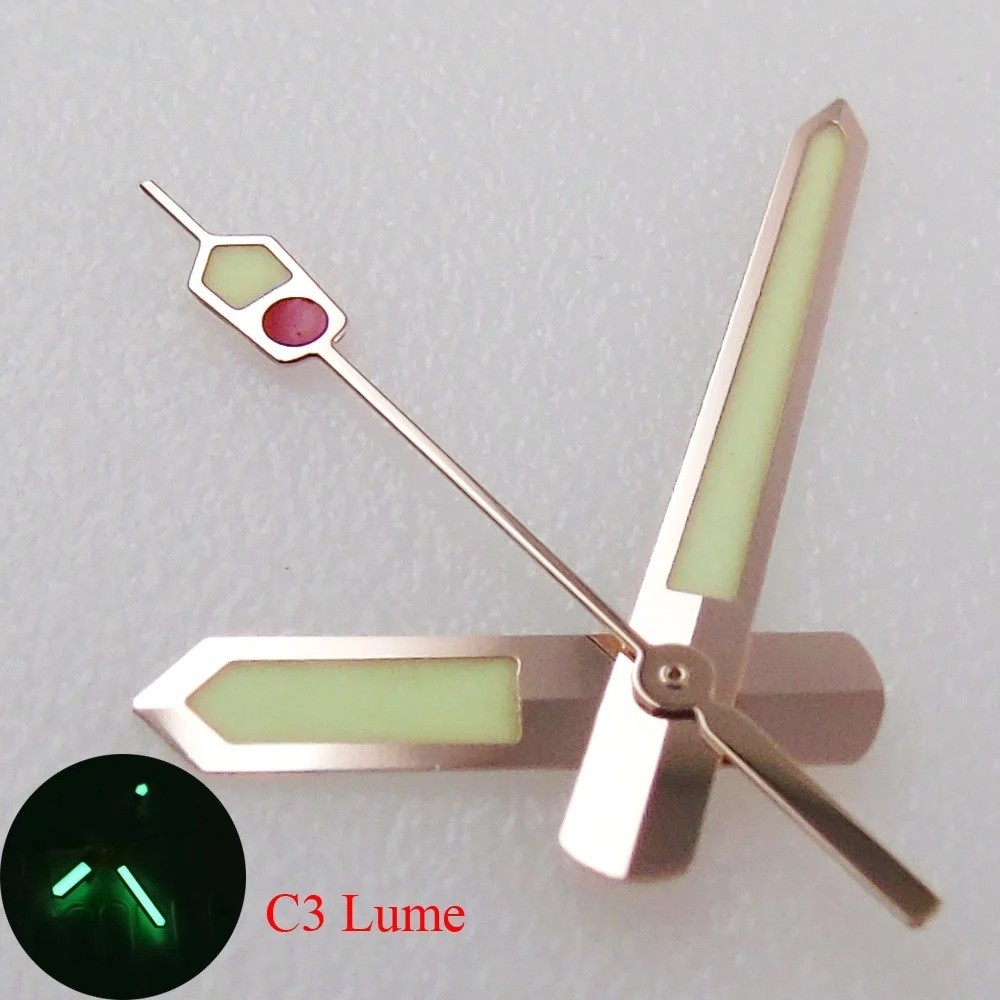Watch Hands For NH35 NH36 NH70 7S26 Rose Gold C3 Luminous Hand Set Parts