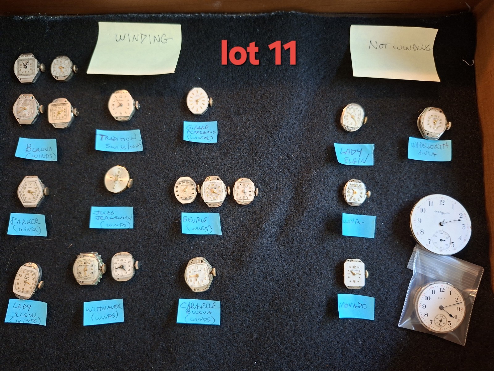 Lot of 21 Mechanical Manual Watch Movements, (Bulova Elgin Ect…)