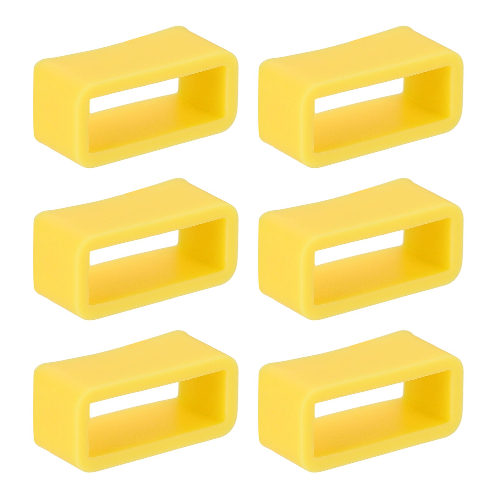 6Pcs 16mm Silicone Watch Band Holder Loop Replacement Yellow]