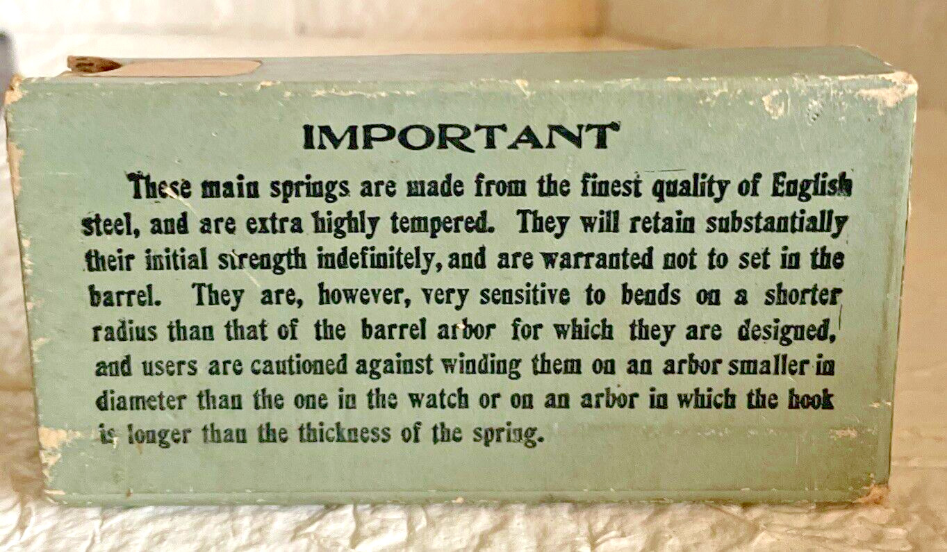 Vintage Elgin National Watch Company Main Springs Parts Box