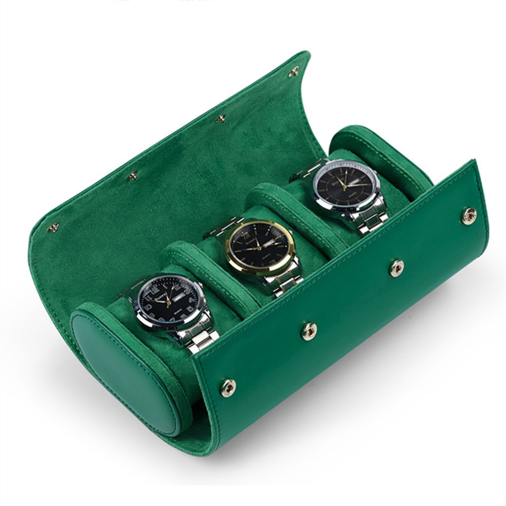 1/2/3 Slots Leather Travel Watch Case Roll Organizer Portable Watch Box