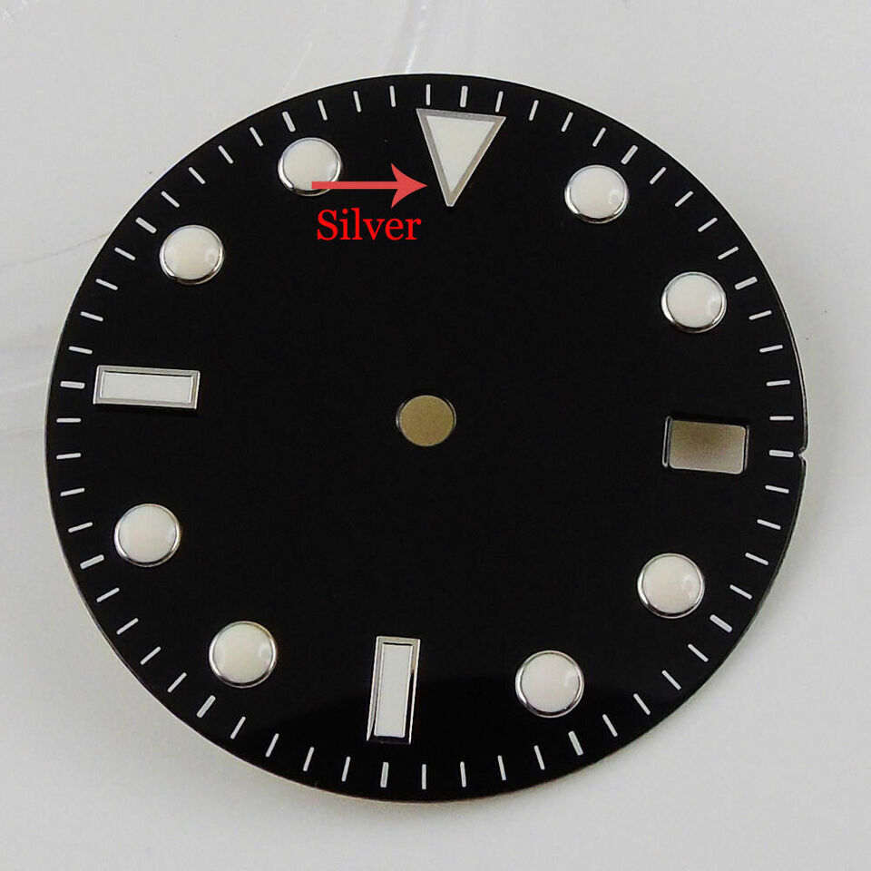28.5mm Sunburst Watch Dial Face Date Fit NH35/NH35A Automatic Movement Blue Lume
