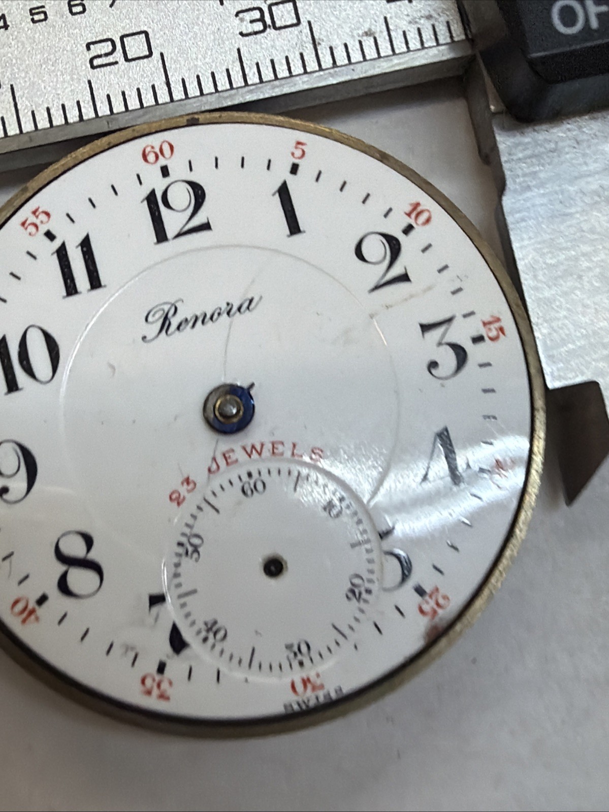 AE72 Fleurier Watch Co Pocket Watch Movement 23J Railroad Dial Vintage Untested