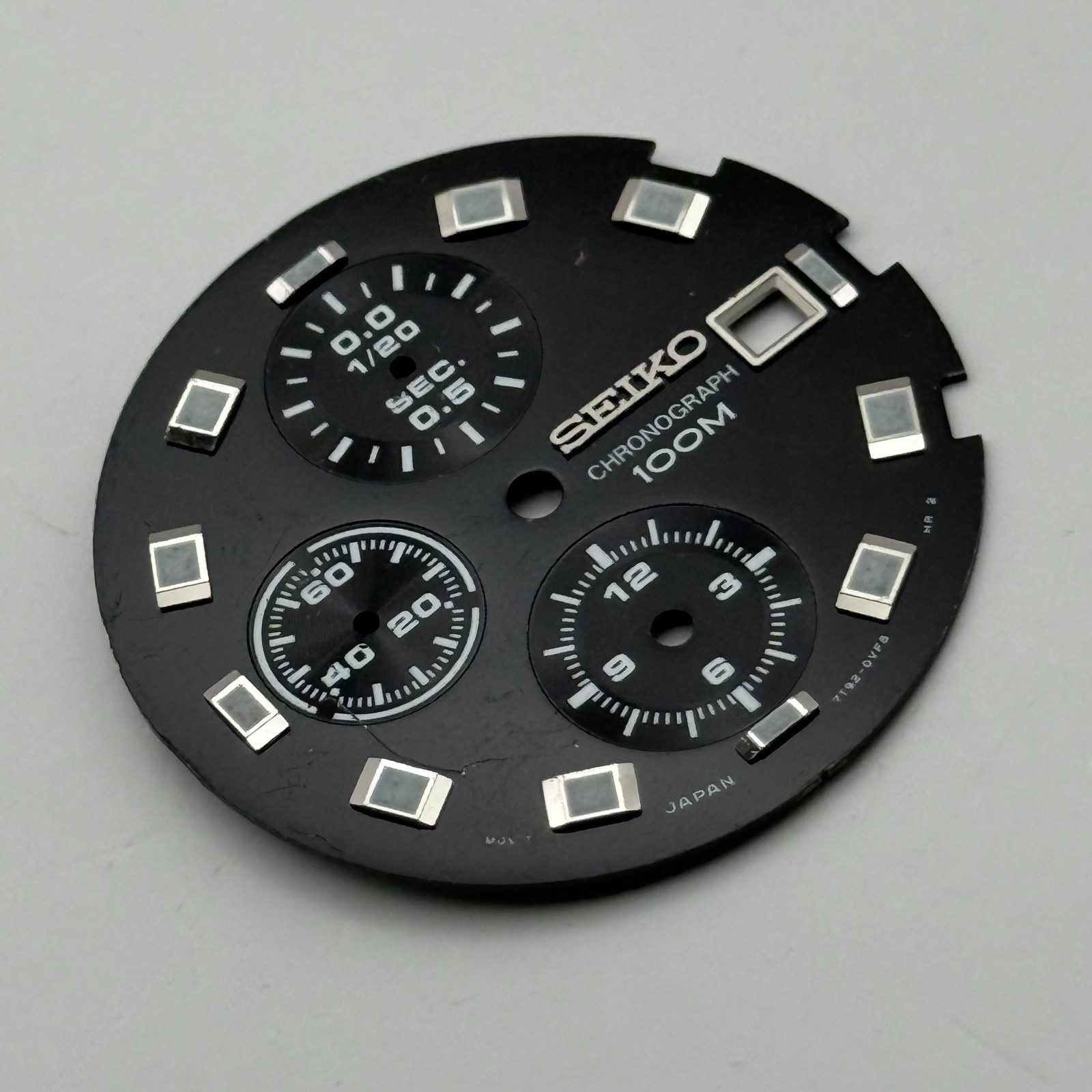 Seiko 7T92-0VF8 Watch Dial Chronograph 100M Black Spare Parts Repair 29.9mm