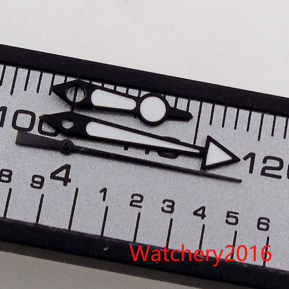 Watches Parts Black Edge White Watch Hands Luminous fit NH35 Movement Mens Watch