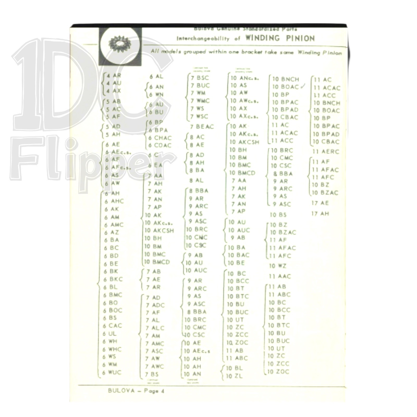 Bulova 7AM WINDING PINION #18 407/687 AS 1001 Fits Multiple, Read List!