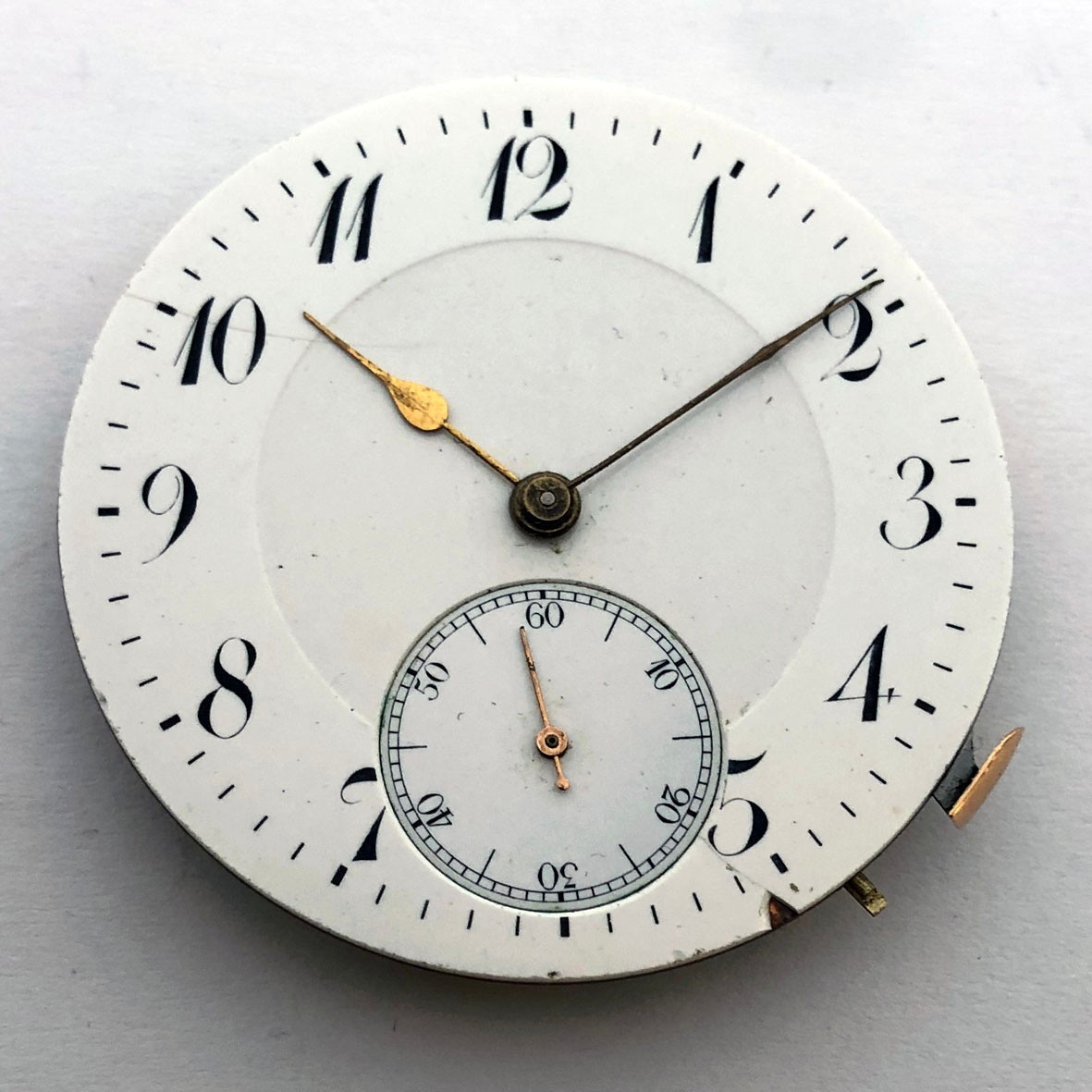 Rare For Part ANTIQUE Pocket Watch Swiss Movement Enamel Dial Repair 44 mm