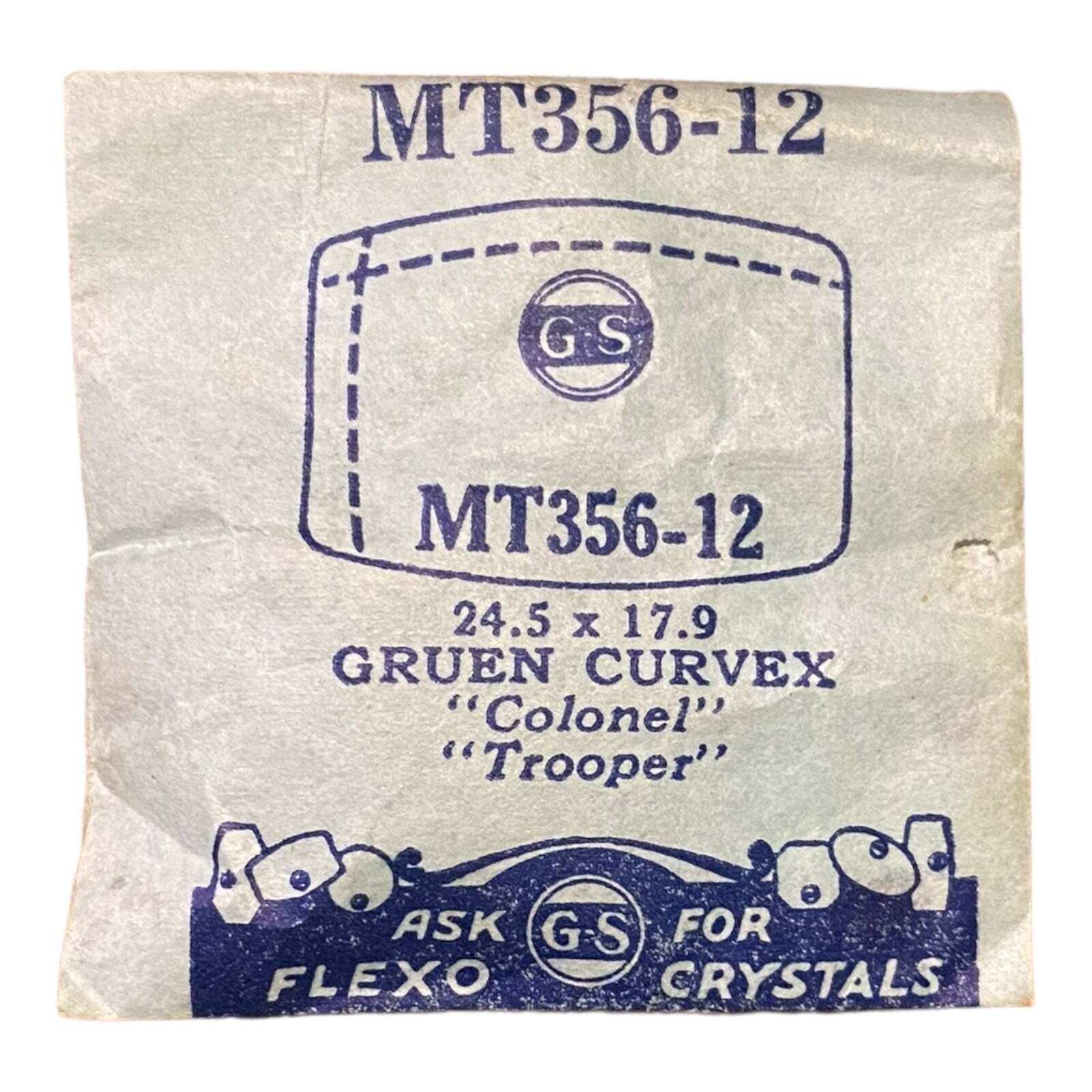 Germanow-Simon Mach (GS) MT356-12 Watch Crystal 24.5×17.9 NOS Part Flexo Gruen
