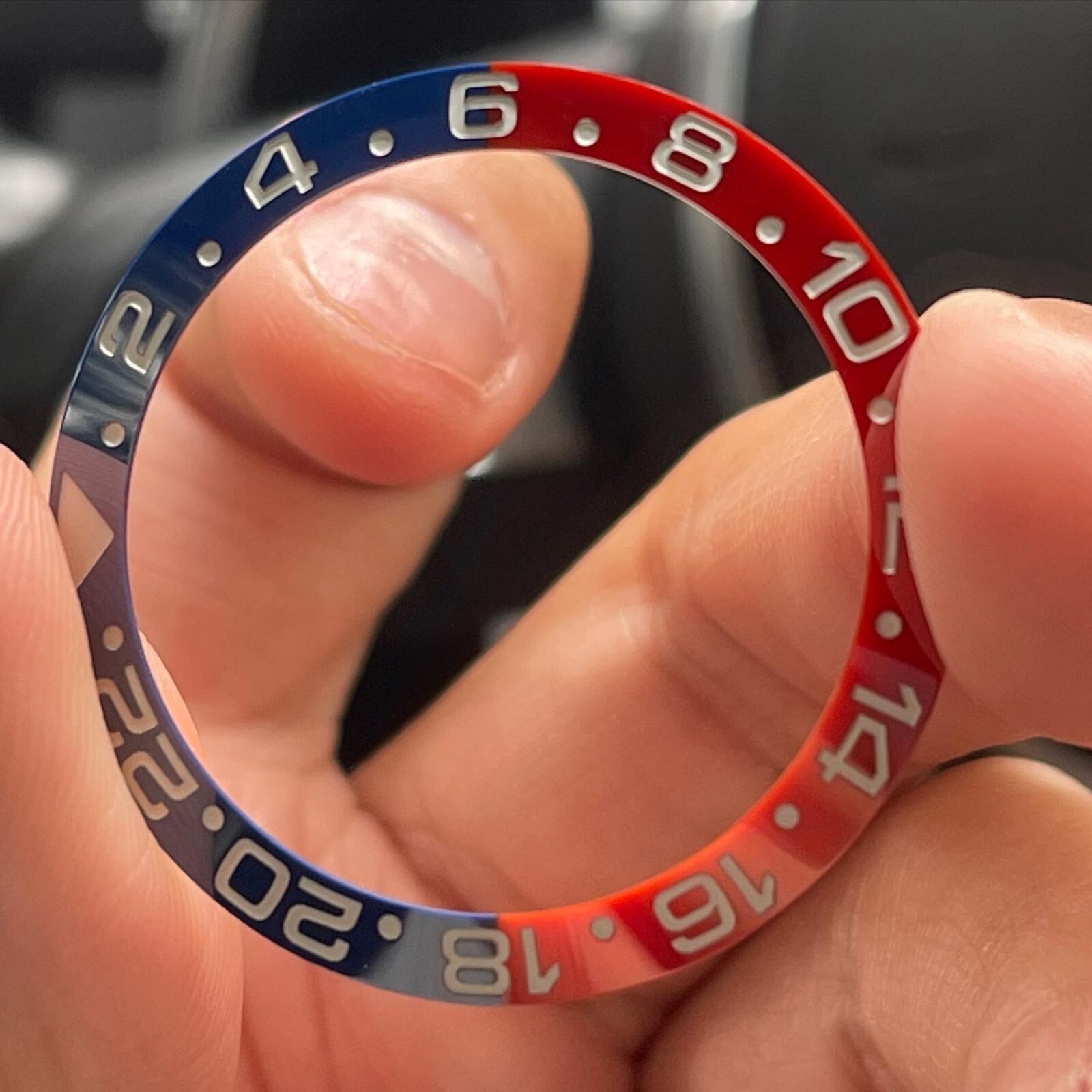 CUSTOM MADE UV RED BLUE CERAMIC + BEZEL COMPATIBLE FOR GMT MASTER 116710 126710