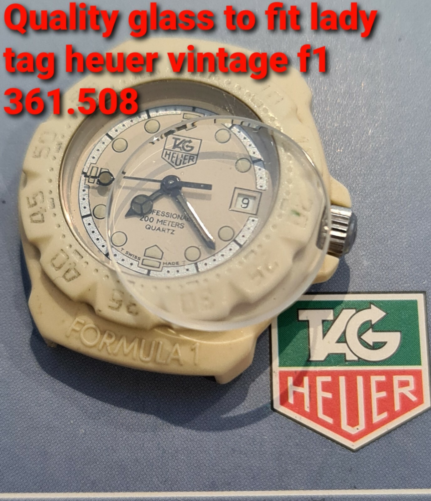 GLASS CRYSTAL JAPAN MADE FOR YOUR VINTAGE TAG HEUER LADY F1 FORMULA ONE 361.508