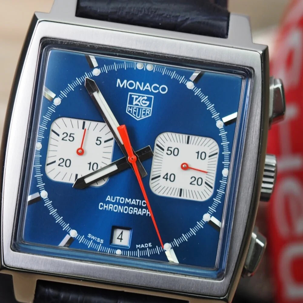 TAG Heuer Monaco blue chronograph dial plastic glass steel surround parts CW2113