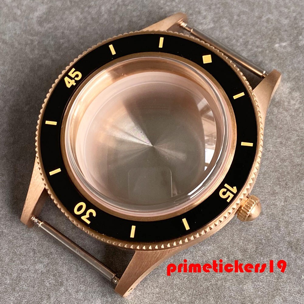 Cusn8 Real Bronze Diver 40mm Watch Case Domed Sapphire Lume Bezel Fit NH35 NH36