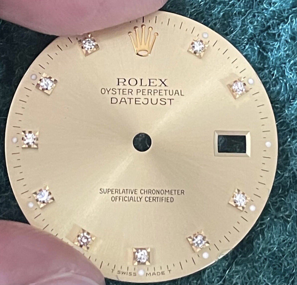 Authentic factory 36mm Rolex datejust Yellow diamond Dial for quick Set watch