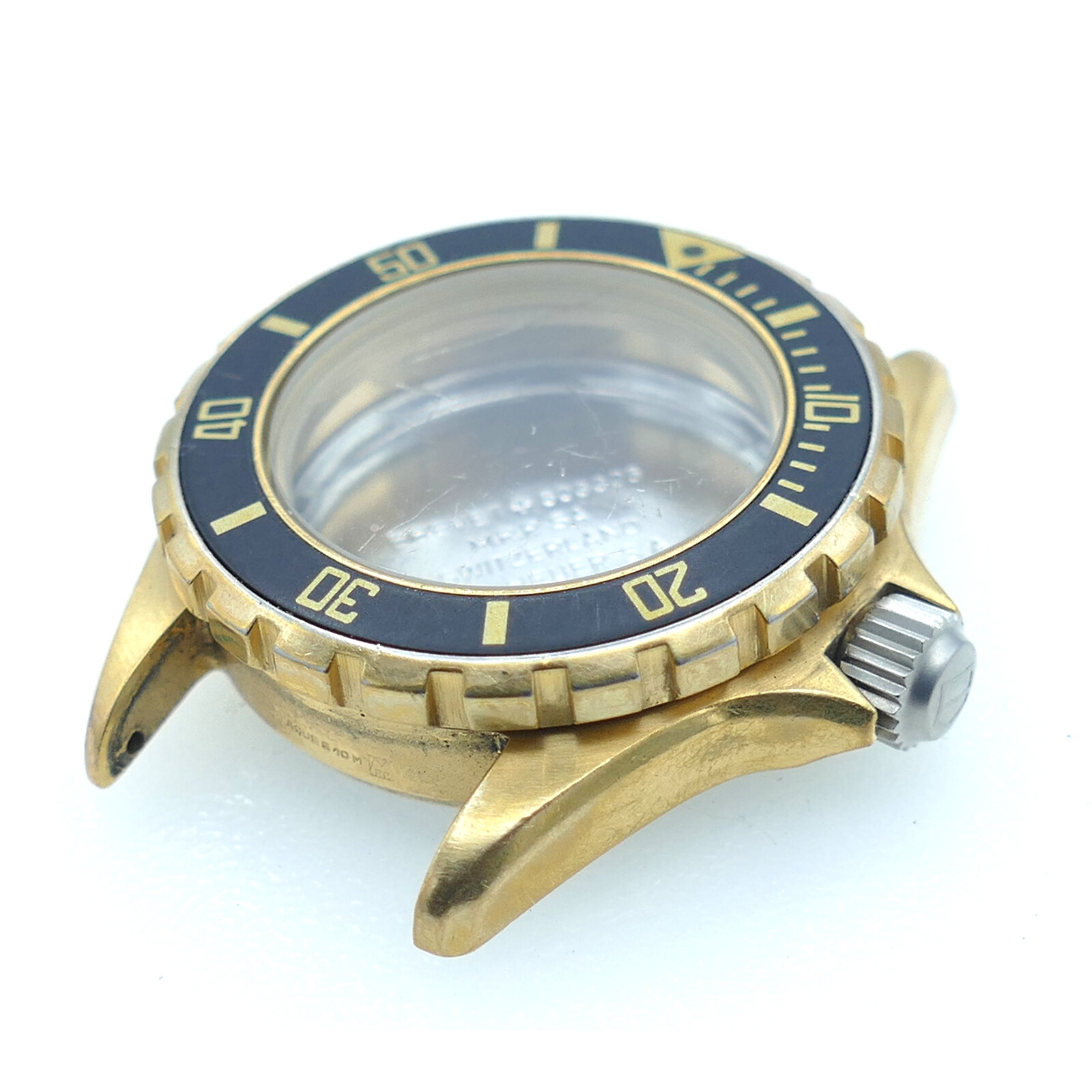 TAG HEUER 980.017N DIVER 18K GOLD PLATED LADIES WATCH CASE FOR PARTS OR REPAIRS