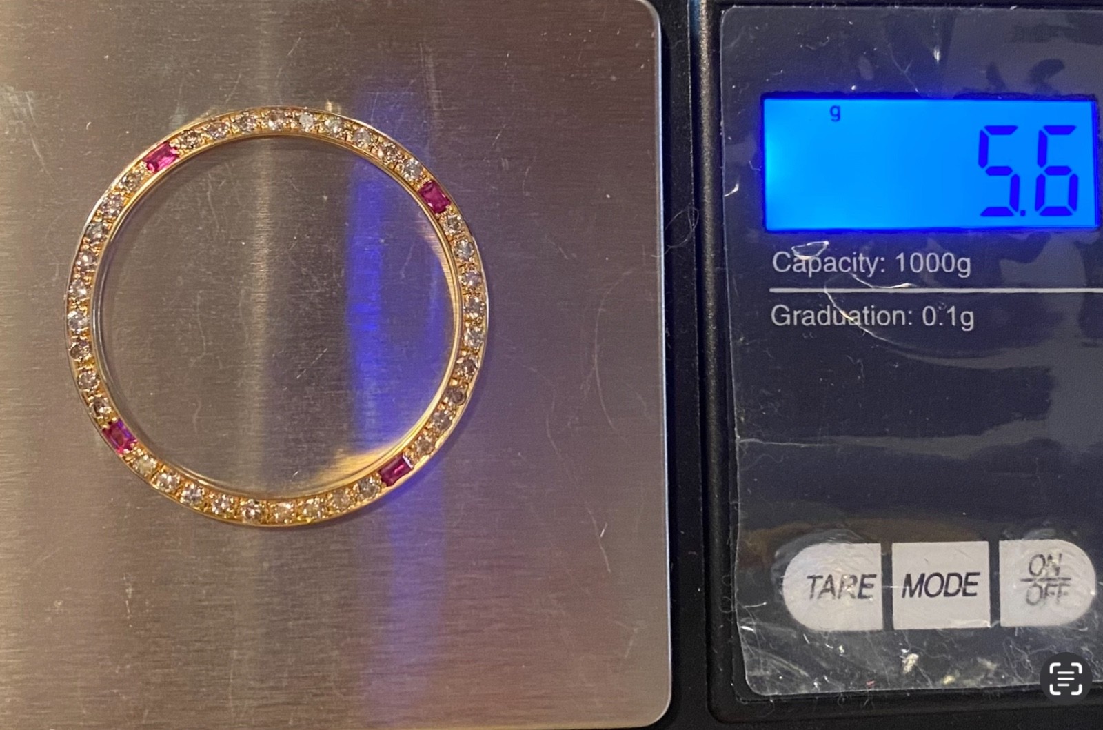 18K Gold Diamond BEZEL With 4 Rubies FOR ROLEX Mens 36MM President Watch #21#