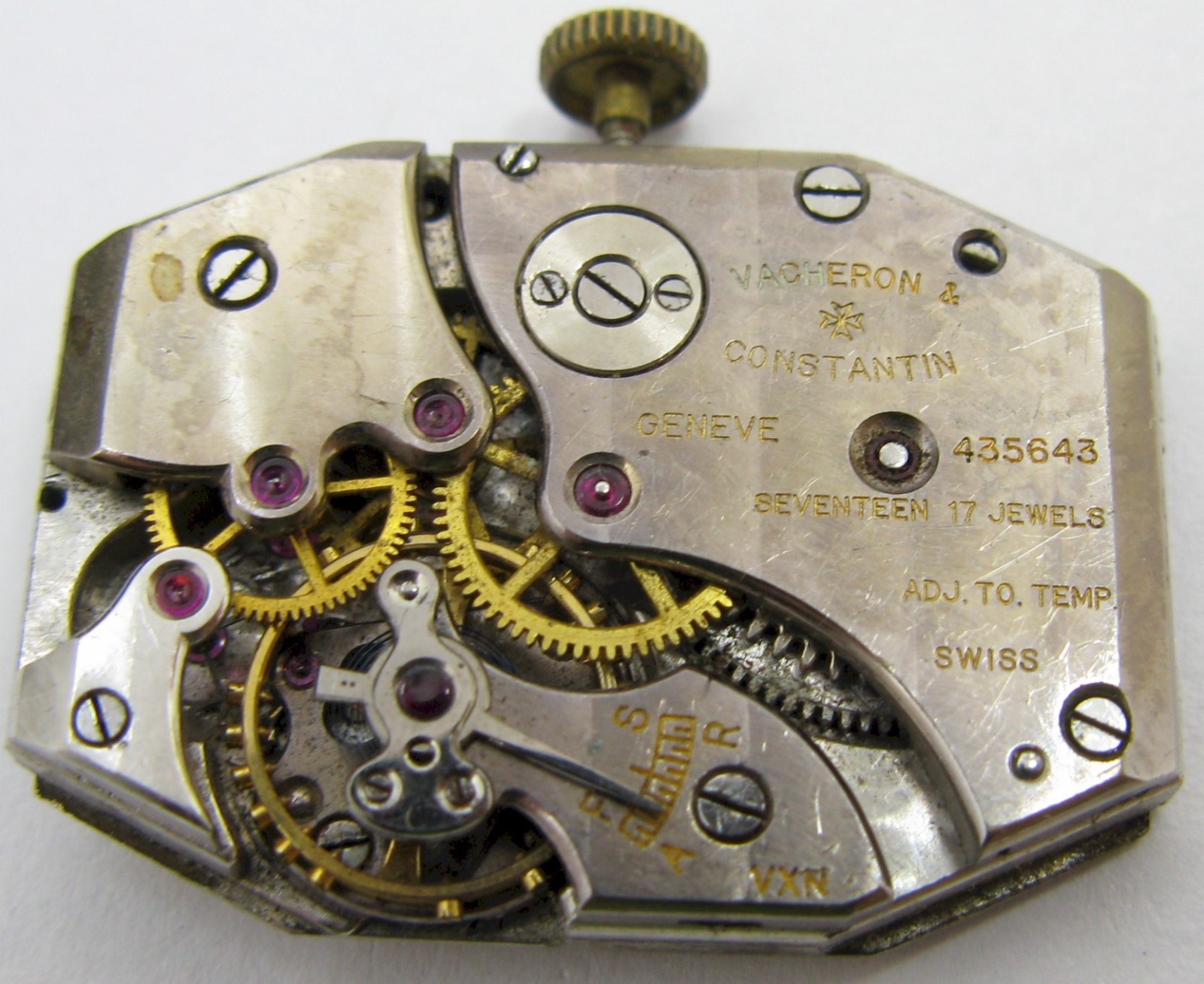 rectangle Vacheron Constantin 435 1 manual 17 jewels Watch Movement for parts