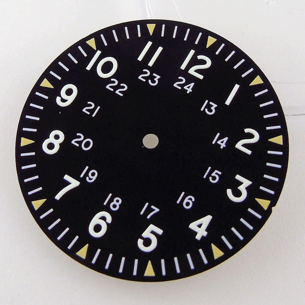 33.6mm black dial luminous marks fit pilot style NH35 NH36 Miyota 8215 ETA 2824