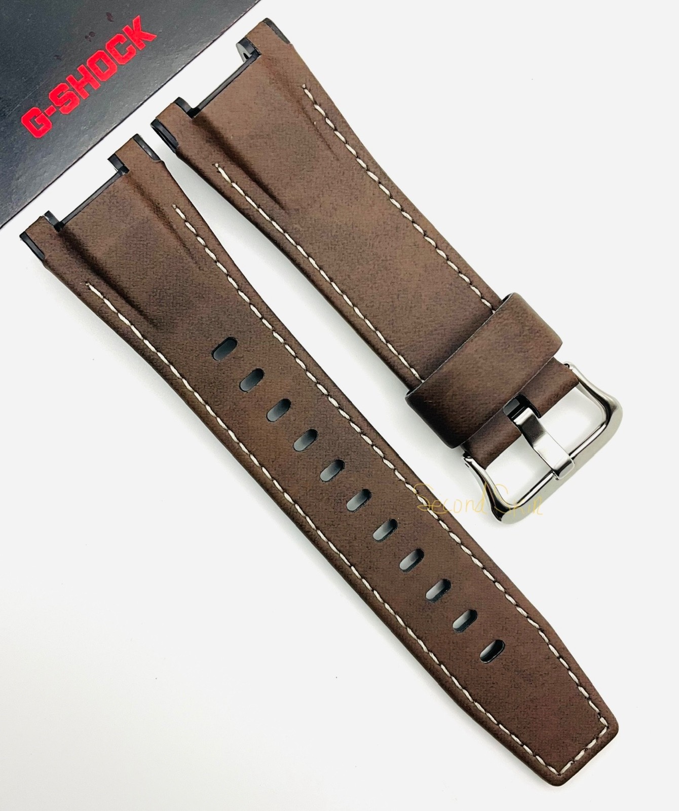 Genuine Casio G-Shock Brown Leather/Rubber Watch BandStrap GST-S130L-1AGST-W130L