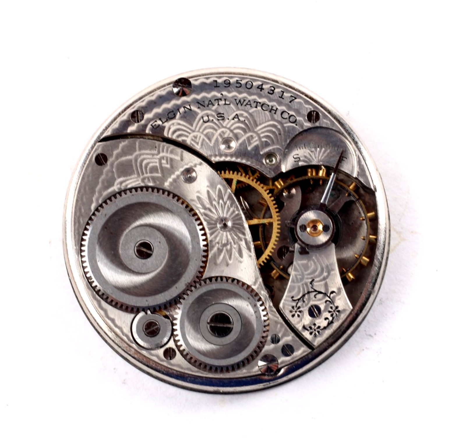 Elgin Pocket Watch Movement 12 Size 7 Jewel Parts/Repair-PC-223