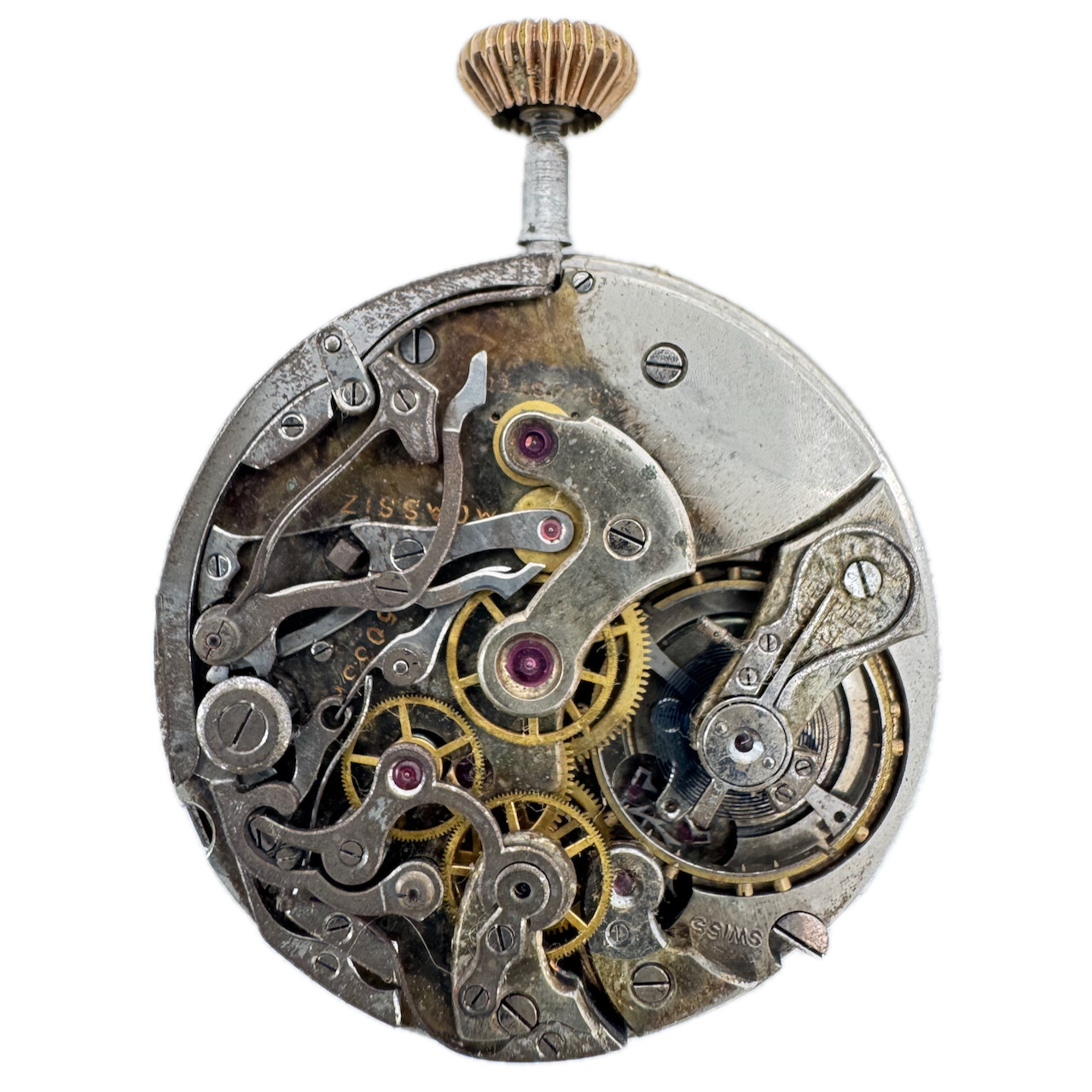 Antique 39.5mm Touchon Agassiz Chronograph Pocket Watch Movement Swiss Rare