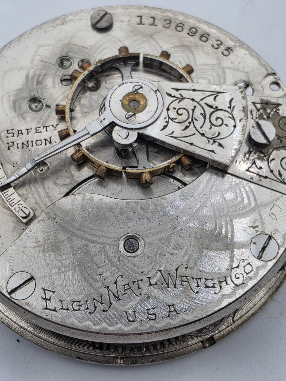 Vintage Elgin 18 Size Pocket Watch Movement 45mm Safety Pinion 1136 Lot 412