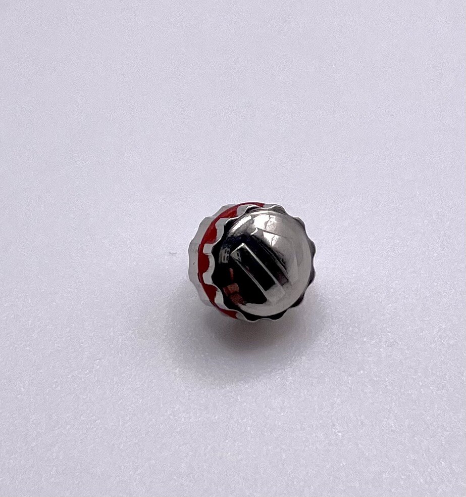 New Generic 6.5mm S/s/red Waterproof Crown Part To Fit Tag Heuer Watch