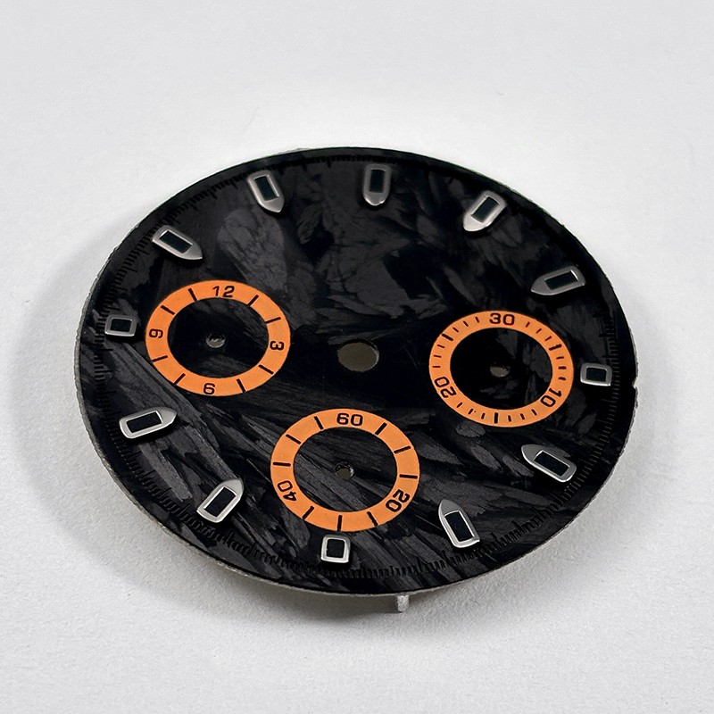 DS 29.5mm Dial Carbon Fiber Dial Blue Lume for VK63 Movement Black Lume Custom