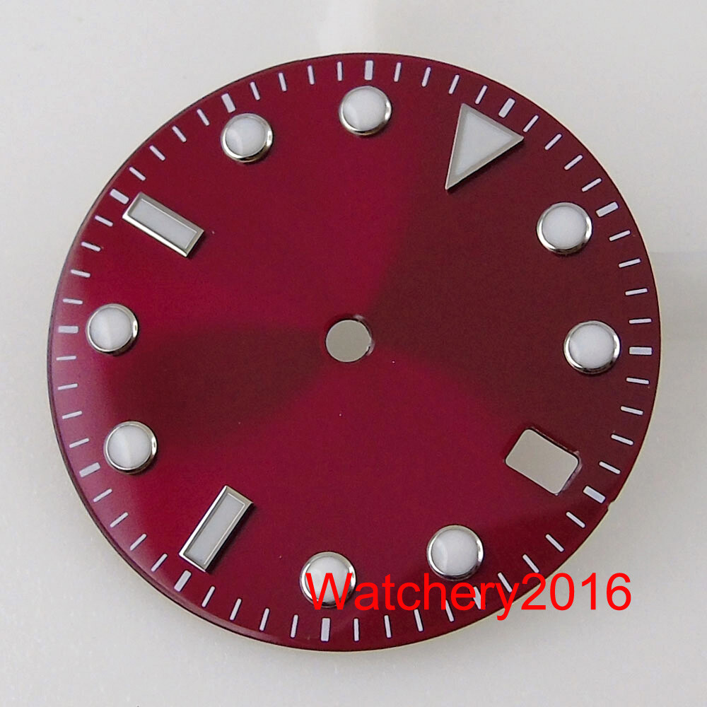 28.5mm Sunburst Watch Dial Luminous Green Rose gold Fit NH35 Miyota DG Movement