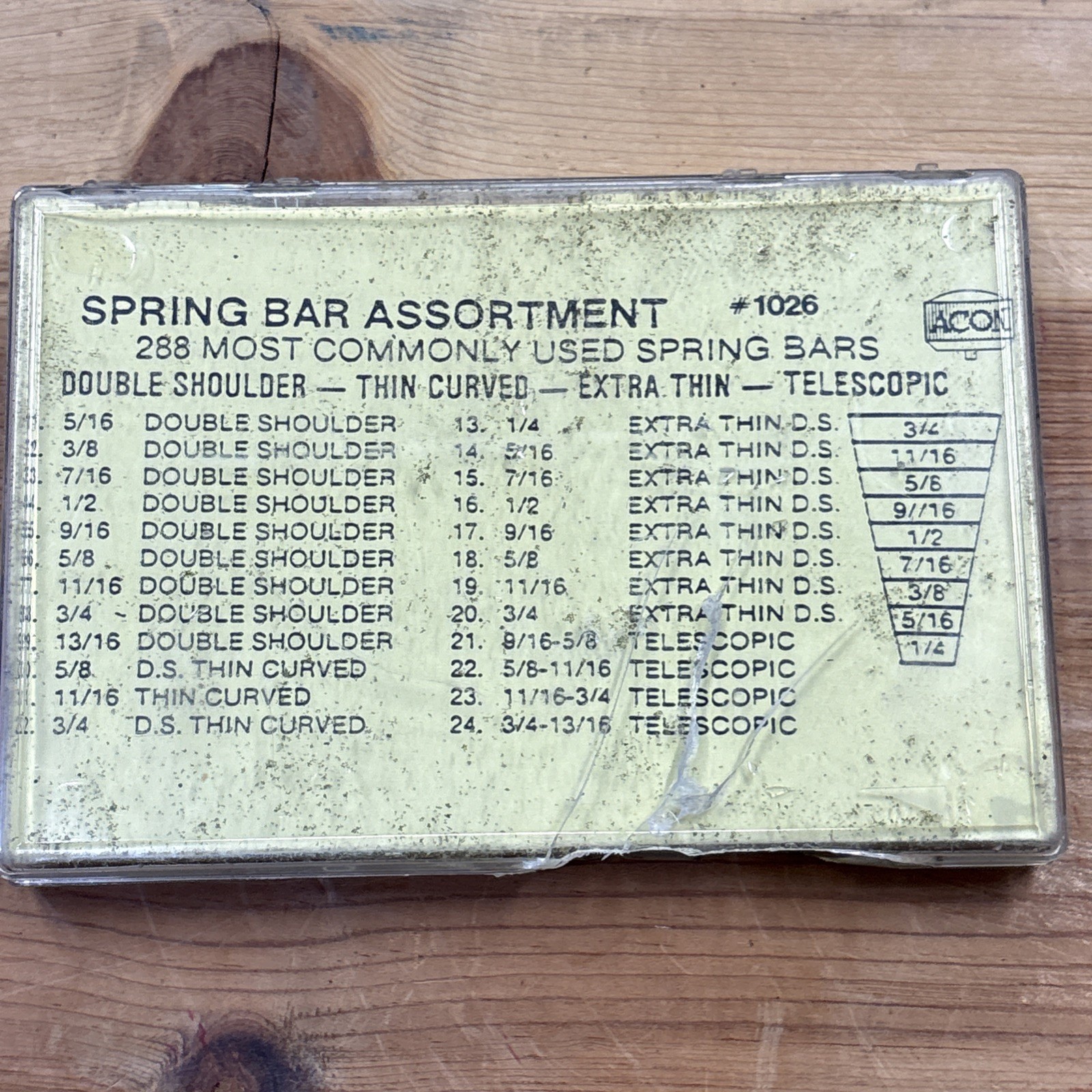Vintage Watch spring bar assortment lot #1026. With 22 Size Tubes & Corks